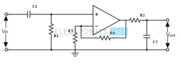 3.有源带通滤波器电路图