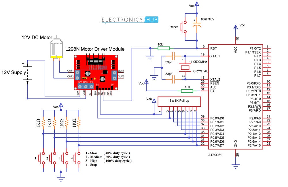 基于PWM的用单片机控制直流电机速度的电路图