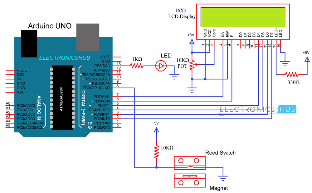 基于Arduino的门监控系统采用簧片开关电路图